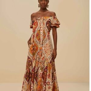 FARM Rio Multicolor Off-Shoulder Maxi Dress